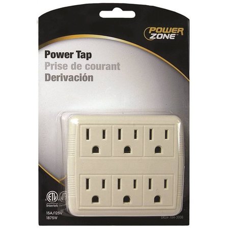 POWERZONE Tap Duplex To 6Outlet Gnd Wht OR801011